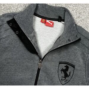 Puma Ferrari Jacket Mens XL Gray Full Zip Motorsport Track Jacket